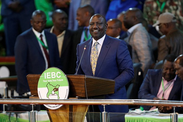 Kenya's Deputy President William Ruto speaks at the IEBC National Tallying Centre at the Bomas of Kenya in Nairobi on August 15.
Mandatory Credit:	Thomas Mukoya/Reuters