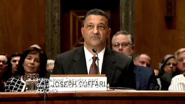 Two top House Democrats are accusing the Department of Homeland Security Inspector General Joseph Cuffari, pictured on Capitol Hill in March 2019, of obstructing their investigation into missing Secret Service text messages related to the January 6 Capitol attack.
Mandatory Credit: Senate Homeland Security Committee