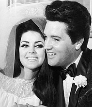 Elvis Presley, right, and Priscilla Presley are pictured on their wedding day in 1967. Priscilla Presley is remembering her late husband on the 45th anniversary of his death.
Mandatory Credit:	Hulton Archive/Getty Images