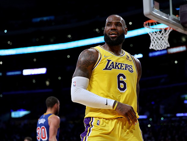 LeBron James, pictured here in Los Angeles on March 5, has reportedly become the highest paid player in NBA history.
Mandatory Credit:	Harry How/Getty Images North America/Getty Images