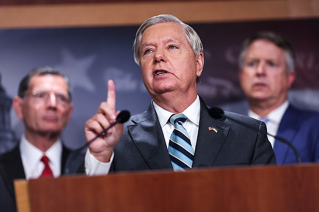 A federal appeals court on August 21 temporarily paused a district court's order requiring that Republican Sen. Lindsey Graham of South Carolina, seen here on August 5, appear before a grand jury
Mandatory Credit:	Kevin Dietsch/Getty Images