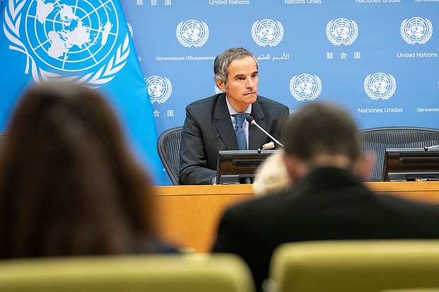 The head of the IAEA, Rafael Mariano Grossi, has called on Iran to explain why traces of enriched uranium were found at previously undeclared nuclear research sites three years ago. Grossi is pictured at the UN Headquarters on August 2.
Mandatory Credit:	Lev Radin/Pacific Press/LightRocket/Getty Images