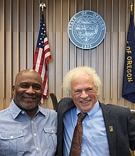 Michael Mangum, left, seen here with his attorney Greg Kafoury, was awarded $400,000 in non-economic damages and $4 million in punitive damages, according to a news release issued by his attorney on August 21.
Mandatory Credit:	Courtesy Michael Mangum
