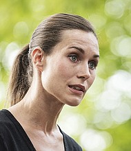 The Prime Minister of Finland, Sanna Marin, holds a press conference in Helsinki, Finland, on August 19, after videos showing her partying leaked onto social media and sparked criticism.
Mandatory Credit:	Roni Rekomaa/Lehtikuva/AFP/Getty Images