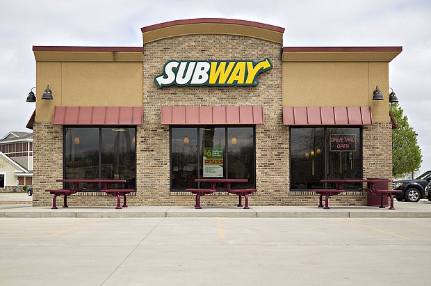 Subway is selling 10,000 passes to members of its free loyalty program. Pictured is a Subway restaurant in Princeton, Illinois, on April 20, 2017.
Mandatory Credit:	Daniel Acker/Bloomberg/Getty Images