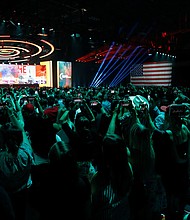 A 19-year-old has been arrested after allegedly posting what the FBI called a "credible threat" against attendees of the Student Action Summit, pictured here in Tampa, Florida, on July 22.
Mandatory Credit:	Octavio Jones/Reuters