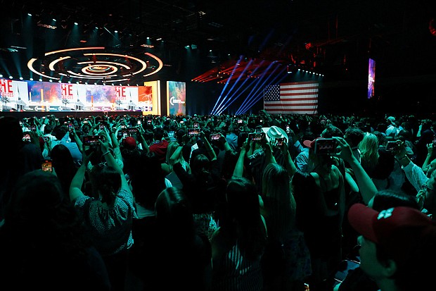 A 19-year-old has been arrested after allegedly posting what the FBI called a "credible threat" against attendees of the Student Action Summit, pictured here in Tampa, Florida, on July 22.
Mandatory Credit:	Octavio Jones/Reuters