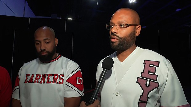 Rashad Bilal, right, and Troy Millings from Earn Your Leisure are pictured during an interview on August 17.
Mandatory Credit:	CNN