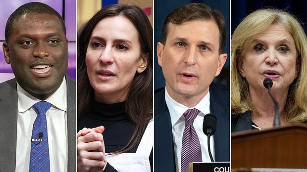 From left, US Rep. Mondaire Jones, state Sen. Alessandra Biaggi, former federal prosecutor Dan Goldman and US Rep. Carolyn Maloney are all on the ballot Tuesday in Democratic primaries for New York City-area House seats.
Mandatory Credit:	Getty Images/AP Images