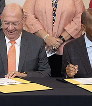 Photo by Houston Community College
Chancellor Maldonado and Mayor Turner signed the memorandum of understanding during the event.
