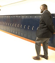 Riddick T. Parker Jr., the late principal of George Wythe High School, walked the empty halls after school on Tuesday, Feb. 1, 2022. He died last Friday, Aug. 19, while riding his bicycle in Chesterfield County. Mr. Riddick was a 2002 Super Bowl champion with the New England Patriots.
