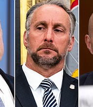 Former acting ICE directors Thomas Homan, Matthew Albence and Ronald Vitiello.
Mandatory Credit:	AP/Getty Images