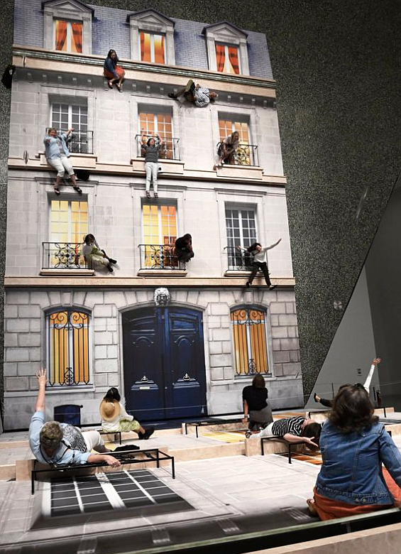 Installation view at MFAH: Leandro Erlich, Bâtiment, 2004, Nuit Blanche, Paris, France. © Leandro Erlich Studio