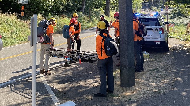 Rescue & Recovery crews on scene after a hiker fell to their death at Angel's Rest trail in Multnomah County.
Mandatory Credit:	Multnomah Co. Sheriff's Office/KPTV