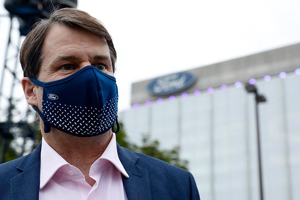 Ford is cutting 3,000 white collar jobs as it prepares to shift from traditional internal combustion engine vehicles to electric vehicles. CEO Jim Farley is pictured here in Dearborn, Michigan, in May of 2021.
Mandatory Credit:	Jeff Kowalsky/AFP/Getty Images
