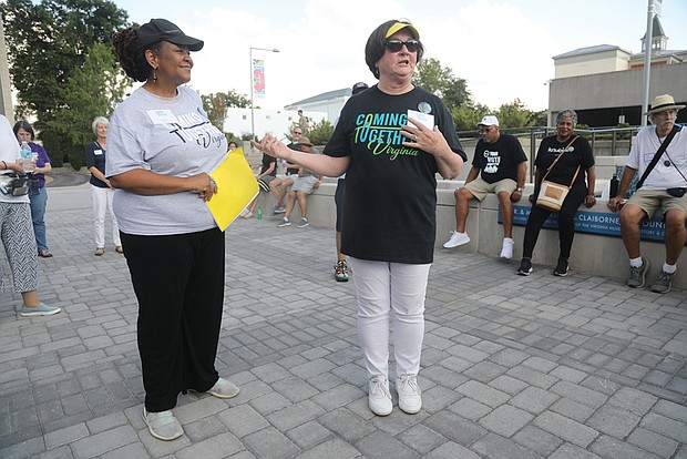 Danita Rountree Green, left, and Marsha Summers are co-CEOs of Coming Together Virginia, a local nonprofit organization that typically unites people over a meal to have difficult conversations. On Aug. 27, the women led Richmond-area residents on a Unity Walk 2022 to commemorate the 59th anniversary of Dr. Martin Luther King, Jr.’s, “I Have a Dream” speech. Dr. King’s iconic speech was delivered during the March on Washington for Jobs and Freedom on Aug. 28, 1963.