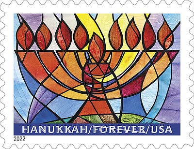 Artwork Features an Original Wall Hanging of Abstract Hanukkiah Image