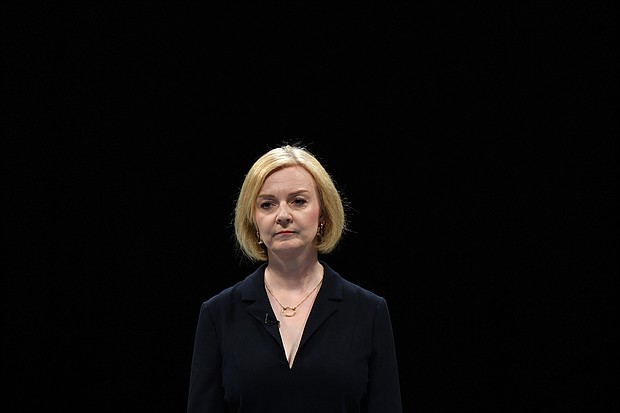 Foreign Secretary Liz Truss speaks on stage in Birmingham, England, on August 23.
Mandatory Credit:	Anthony Devlin/Getty Images