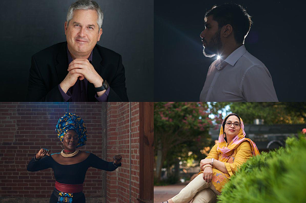 2022 New/Now Winners (clockwise from top left: Anthony Brandt, J.E. Hernández, Vivalda Ndula, Tazeen Zahida. All photos by Houston photographer Claire McAdams.