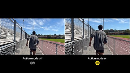 The new Action mode yields incredibly smooth-looking video that adjusts to significant shakes, motion, and vibrations, even when video is being captured in the middle of the action.