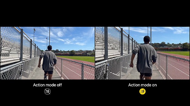 The new Action mode yields incredibly smooth-looking video that adjusts to significant shakes, motion, and vibrations, even when video is being captured in the middle of the action.