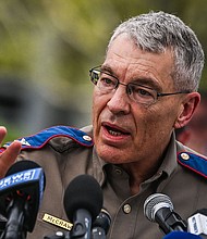 Col. Steven McCraw, photographed outside Robb Elementary School in May, pledged to meet with victims' families when he had enough answers for them.
Mandatory Credit:	CHANDAN KHANNA/AFP via Getty Images