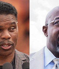 Herschel Walker, left, and Raphael Warnock are pictured in a split image.
Mandatory Credit:	Getty Images