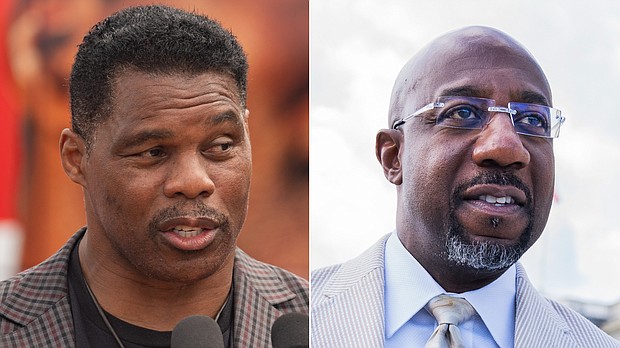 Herschel Walker, left, and Raphael Warnock are pictured in a split image.
Mandatory Credit:	Getty Images