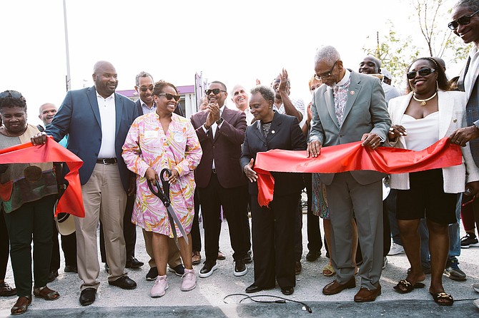 Mahalia Jackson Court, located at 1 E. 79th St., opened to the public on Friday, Sept. 2. It is part of the Department of Planning and Development’s Public Outdoor Plaza (POP!) program. PHOTO PROVIDED BY GREATER CHATHAM INITIATIVE.