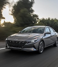 The 2022 Elantra Hybrid is photographed in Irvine, Calif., on June 25, 2021.