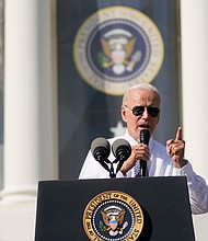 US President Joe Biden, seen here at the White House on September 13, is trying to make Republican senator Rick Scott, the face of the midterms.
Mandatory Credit:	Andrew Harnik/AP