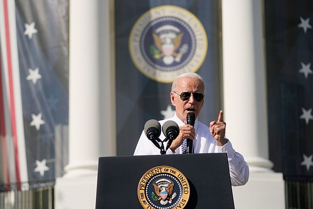US President Joe Biden, seen here at the White House on September 13, is trying to make Republican senator Rick Scott, the face of the midterms.
Mandatory Credit:	Andrew Harnik/AP