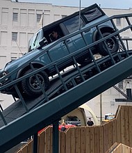 Shown here at the Chicago Auto Show, the Built Wild Drive Track allows Detroit Auto Show attendees experience Bronco's off-road capabilities.