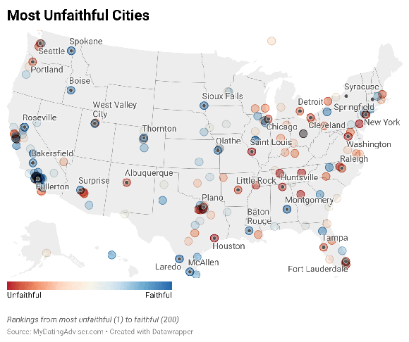 These Texas cities are where people are most likely to cheat, according to a study of 200 metro areas by …