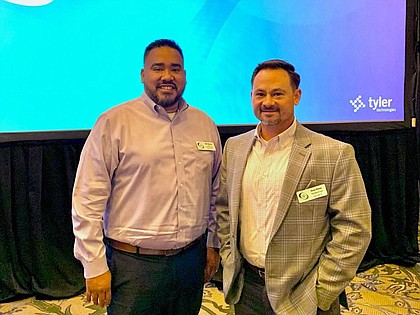 IT Director Mark Martinez and Chief Deputy of Courts Shane Holman at the Tyler Technologies Courts & Justice Executive Forum in Orange County, CA.