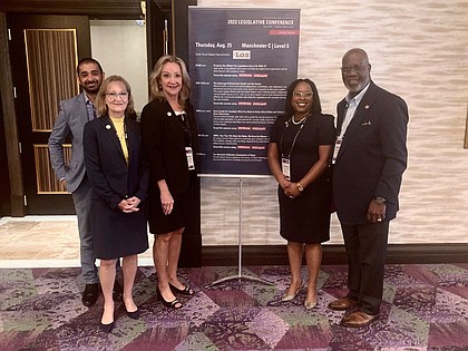 Clerk Teneshia Hudspeth and Chief Deputy Michael Winn, with District Clerk Marilyn Burgess and staff at the 2022 Texas Association of Counties (TAC) Legislative Conference in Austin.