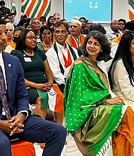 Clerk Teneshia Hudspeth, elected officials, and community leaders at the India House celebration of India’s Independence.
