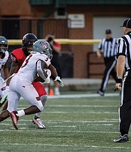 Jada Byers takes it up the field in Virginia Union University’s huge upset win against Division II powerhouse Valdosta State on Sept. 10 in Southern Georgia.