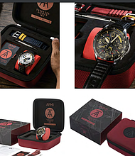 Tuskegee Airmen inspired red and black
nylon-wrapped giftbox.