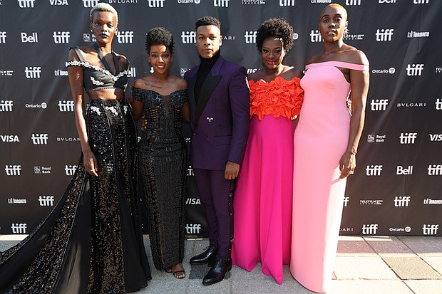 Sheila Atim, Thuso Mbedu, John B oyega, Viola Davis and Lashana Lynch in The Woman King at the Toronto International Film Festival