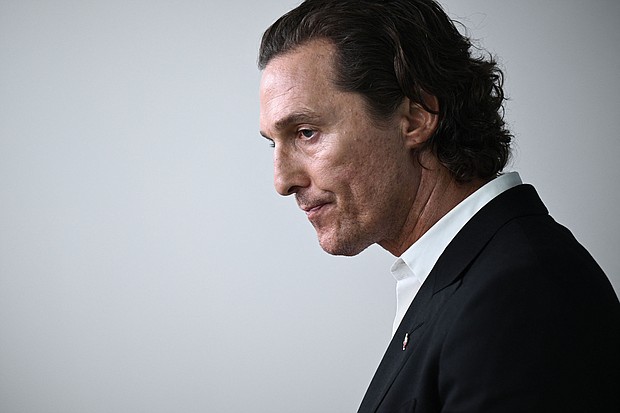 Matthew McConaughey, here in June, is sharing what his parents taught him about consent and healthy boundaries.
Mandatory Credit:	BRENDAN SMIALOWSKI/AFP via Getty Images