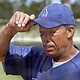 Los Angeles Dodgers bunting and base running coordinator Maury Wills adjusts his cap during spring training at Dodgertown in Vero Beach, Fla. Wills remembered back 43 years ago to that April night when he became the first batter to hit on artificial turf in a major league game. Even when the green rug was novel, he didn't like it.
Mandatory Credit:	RICHARD DREW/ASSOCIATED PRESS