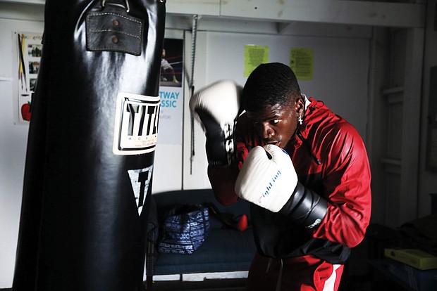 Richmond’s welterwight boxer Jermoine Royster, 20, trains for an Oct. 8 bout against Quinton Scales of North Carolina. The upcoming eight-bout card will be at the Liberation Church on Midlothian Turnpike.