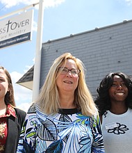 CrossOver Healthcare Ministry’s (from left) Kaitlyn Patterson, nursing manager, Julie Bilodeau, CEO, and Khafayat Akapolawal, Medicaid program coordinator, are among several professionals who help provide quality health care to patients and others in need of the organization’s services. The women are pictured at CrossOver’s 108 Cowardin Ave. location. A $50,000 Health Equity Fund grant also enables CrossOver, which has a second location in Henrico County, to expand outreach and prepare ahead of a potential rise in COVID cases in the fall.