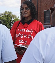 Karen Regina Cheatham, center, grandmother of Tynashia, speaks with friends and supporters who share her grief. Numerous Richmond officials and leaders also participated in the march including members of Richmond City Council, Richmond Police Chief Gerald Smith, Richmond Redevelopment and Housing Authority’s new director, Steven Nesmith, Richmond School Board President Shonda Harris-Muhammed and other families who have lost their children to gun violence in the Richmond area. One arrest has been made in the death of Tynashia.