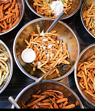 Hopdoddy - Choose regular potato or sweet potato fries and go wild with toppings and be messy with it. Fries are not to be eaten with a fork.