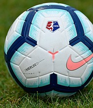 A soccer ball is seen during a National Women's Soccer League game in June 2019 in Boyds, Maryland. Players are angry and want immediate changes following an investigation that found misconduct within women's professional soccer in the United States.
Mandatory Credit:	Randy Litzinger/Icon Sportswire via Getty Images