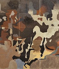 American Earth Landscape, 2019–21, earth on canvas, 10 × 15'