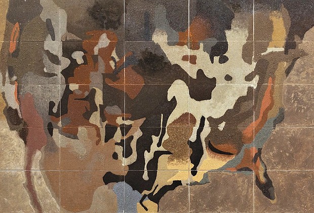 American Earth Landscape, 2019–21, earth on canvas, 10 × 15'