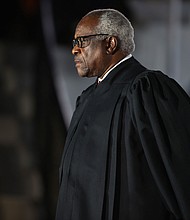 Supreme Court Associate Justice Clarence Thomas attends the ceremonial swearing-in ceremony for Amy Coney Barrett to be the U.S. Supreme Court Associate Justice on the South Lawn of the White House October 26, 2020 in Washington, DC.
Mandatory Credit:	Tasos Katopodis/Getty Images